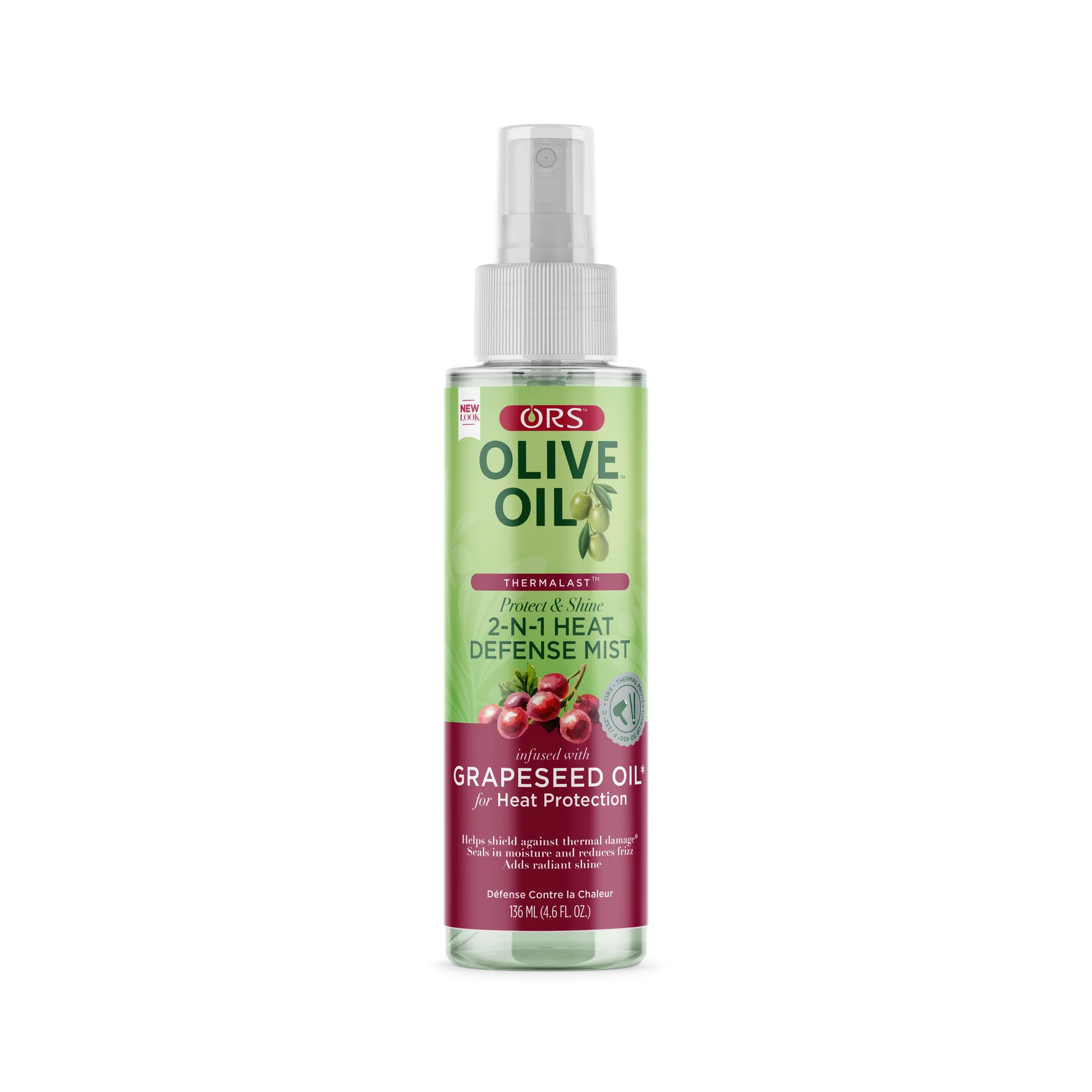 ORS Olive Oil Thermalast Protect and Shine 2-in-1 Heat Defense Mist infused with Grapeseed Oil 4.6oz