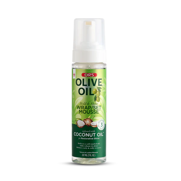 ORS Olive Oil Hold & Shine Wrap Set Mousse Infused with Coconut Oil 7oz