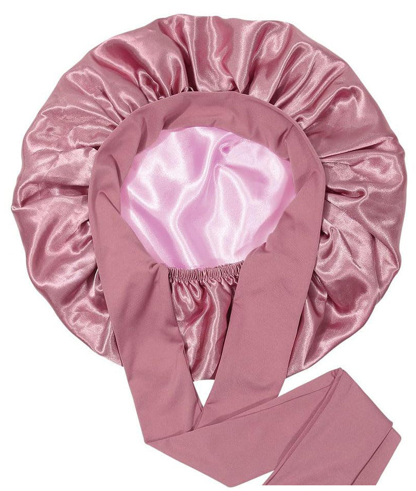 Lady Royal Breathable Silky Satin Double-Layer Bowknot Bonnet