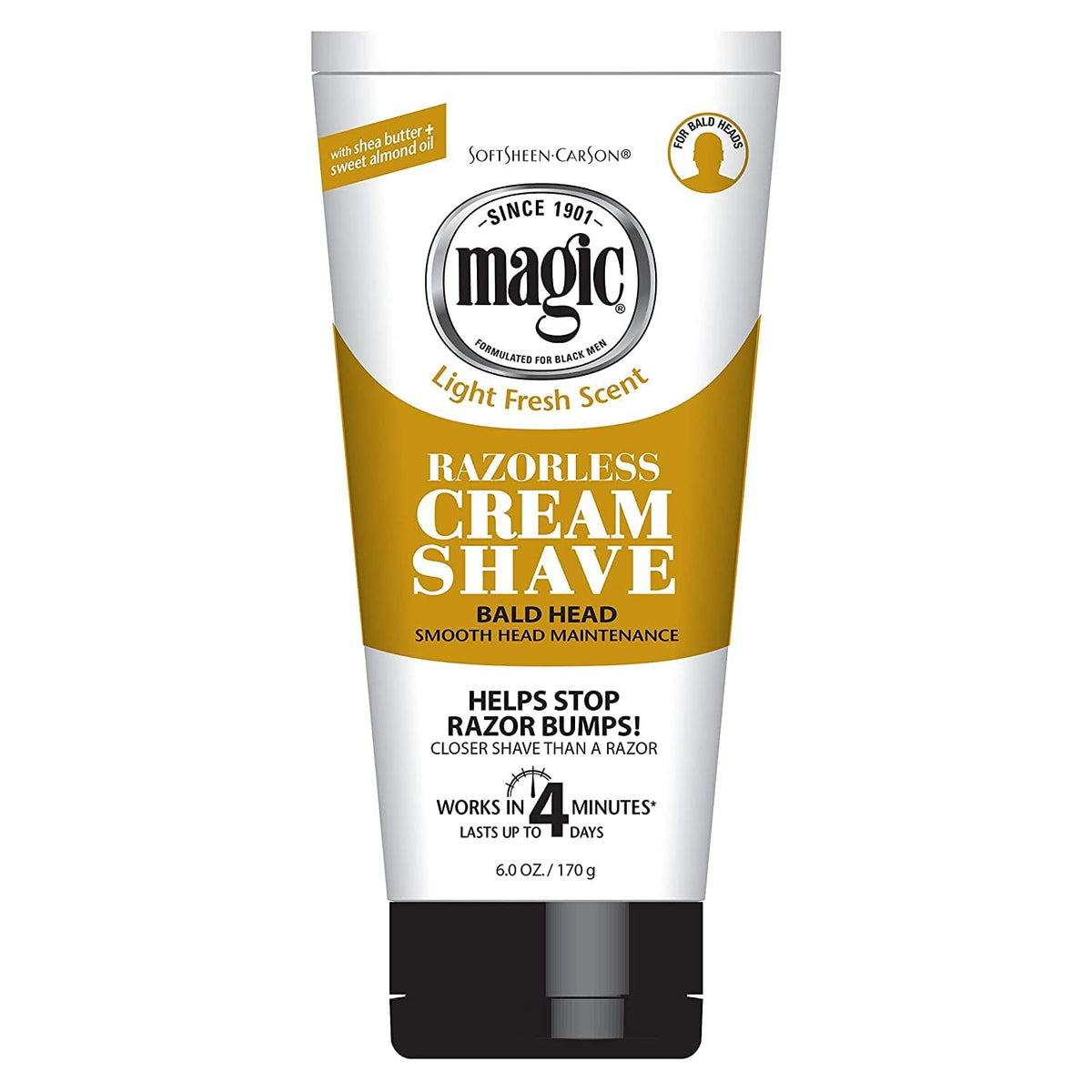 Magic Razorless Cream Shave Bald Head 6oz