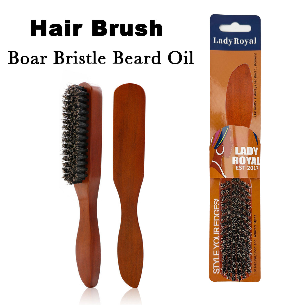 Lady Royal Boar Bristle Beard Oil Hair Brush