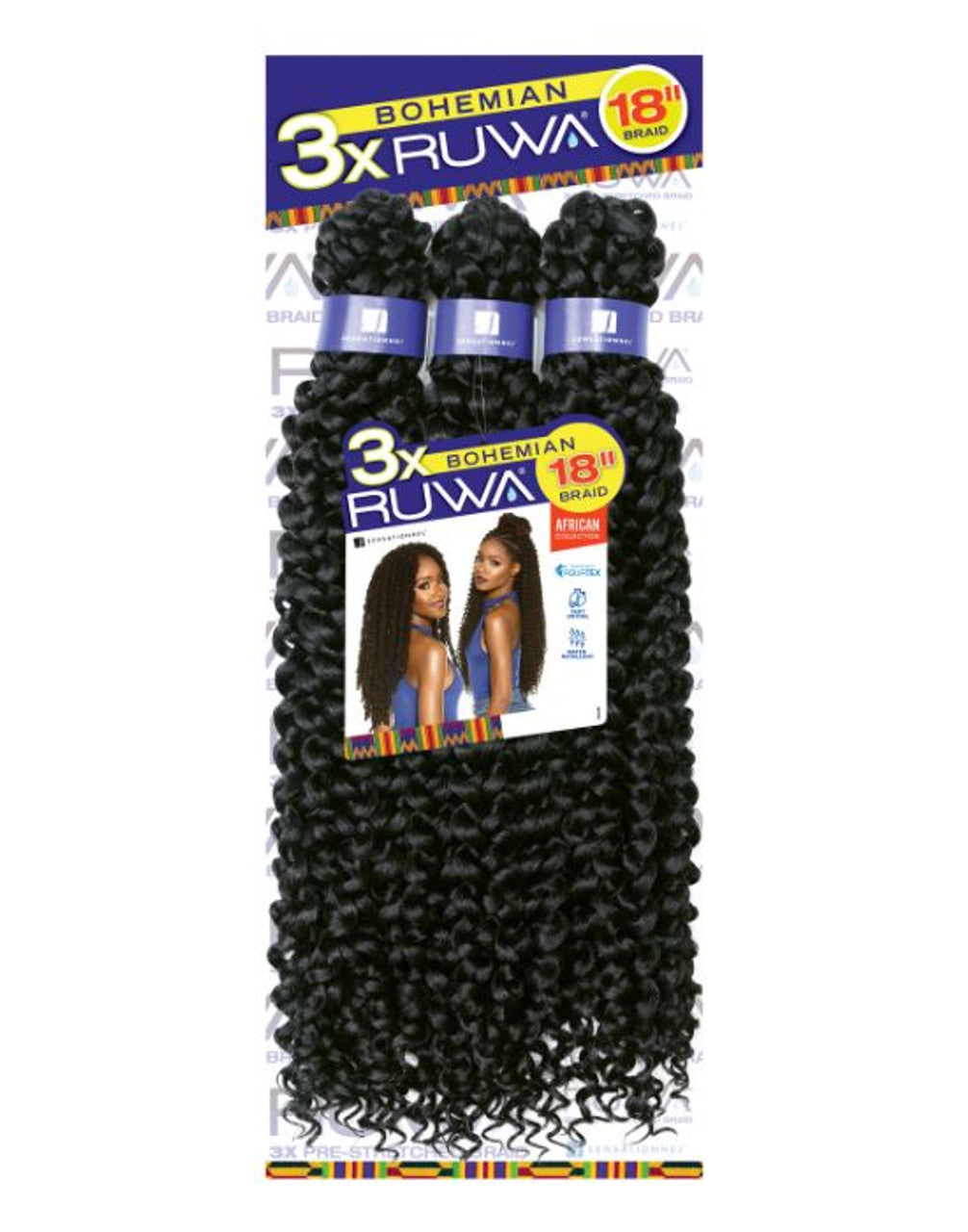 Synthetic 3x 18" Bohemian Ruwa Braids