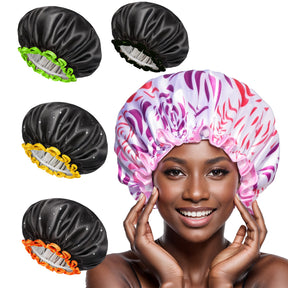 Lady Royal Waterproof Double-Layer Satin Shower Cap