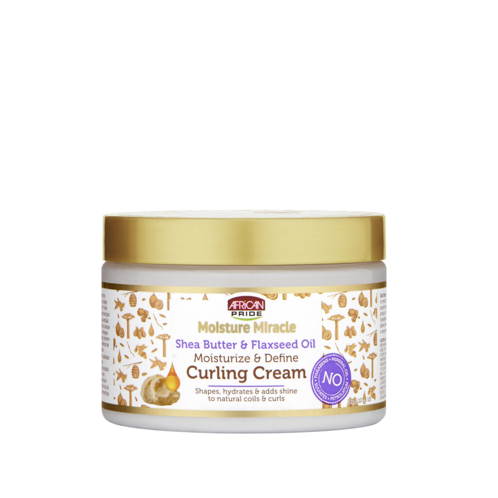 African Pride Moisture Miracle Shea Butter & Flaxseed Oil Moisturize & Define Curling Cream 12oz