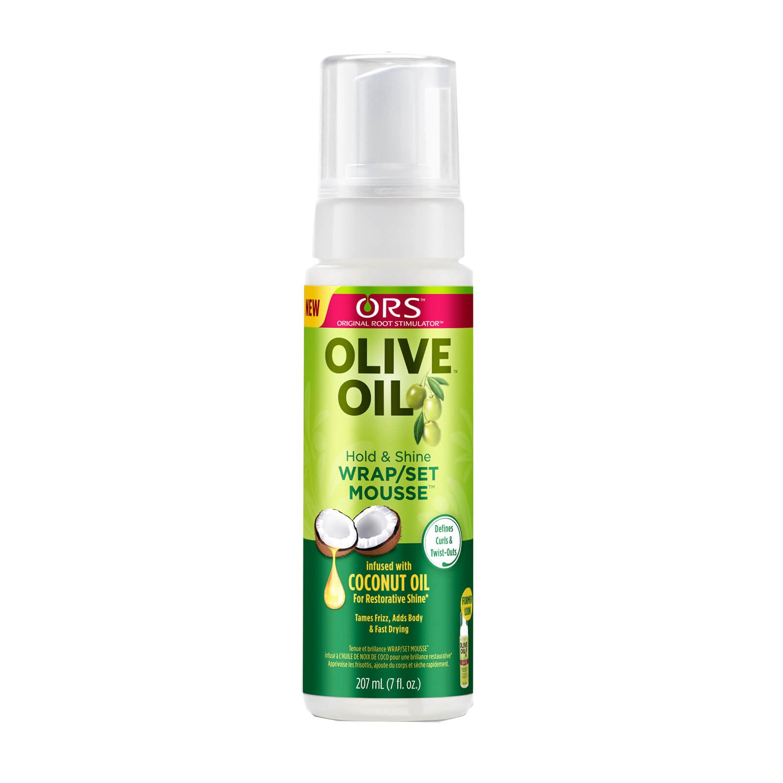 ORS Olive Oil Hold & Shine Wrap/Set Mousse, 207ml