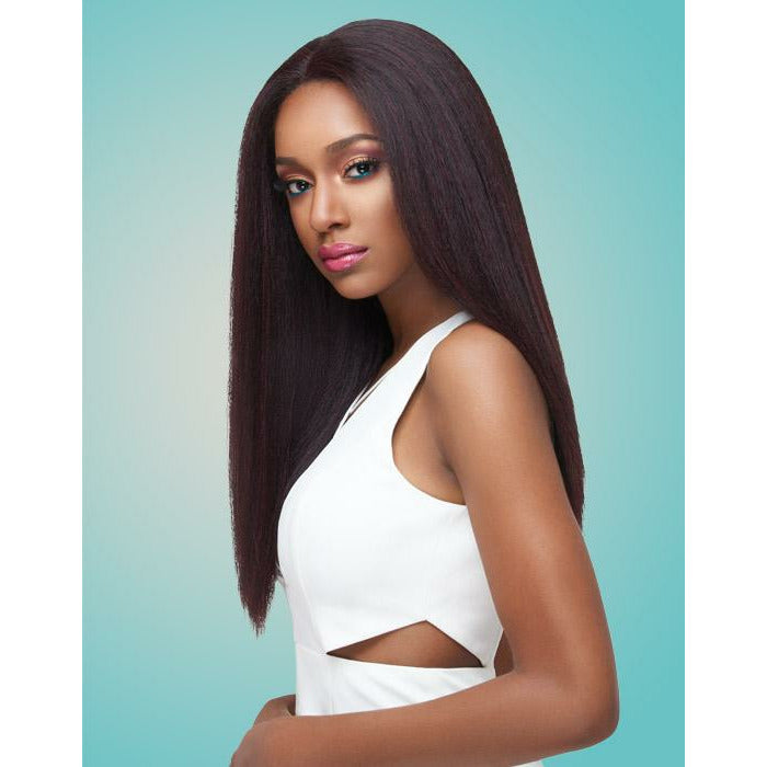 Syntetisk Lace Front Peruk Blow Out Straight 4-Way Parting