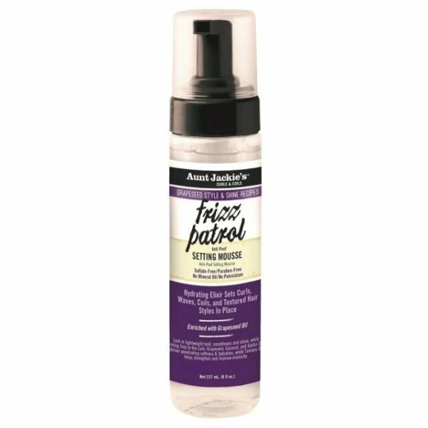 AUNT JACKIES GRAPESEED FRIZZ PATROL ANTI-POOF TWIST & CURL SETTING MOUSSE, 237 ML